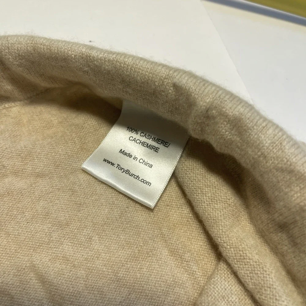 Tory Burch Cashmere Jogger Pants M Tan, Brown Preppy Loungewer Preppy READ
